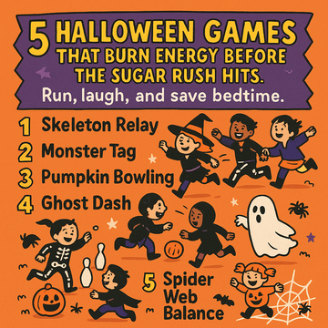 5 Halloween Games That Burn Energy Before the Sugar Rush Hits Subtitle: Run, laugh, and save bedtime.