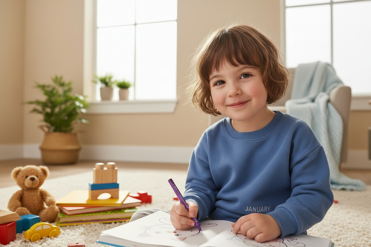 active child reading and surrounded by toys in january scene slider_item_dRd4De